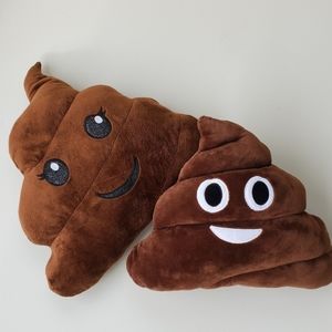 Set of 2 poop emoji decor pillows